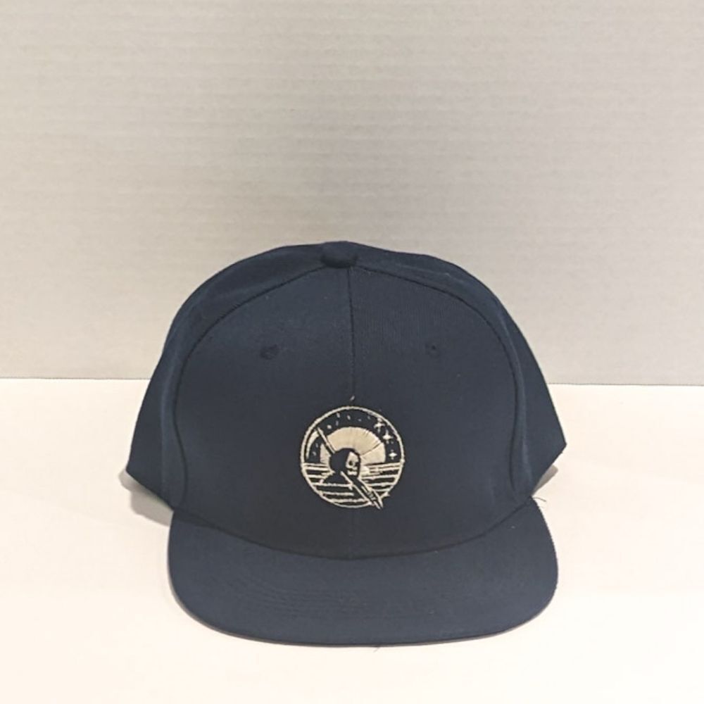 Mesmerizing Skeleton: New Blue Snapback Hat with Original Artwork Front Design